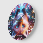 Fantasy Niedlich Lay Playing Fox Große Wanduhr (Winkel)