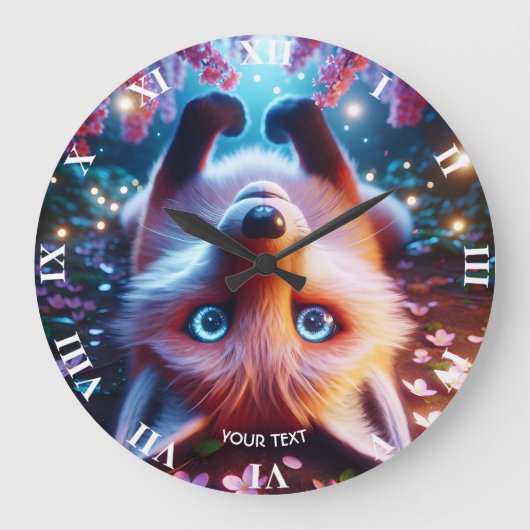 Fantasy Niedlich Lay Playing Fox Große Wanduhr (Vorderseite)