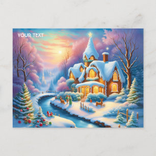 Fantasy Niedlich Lebhafte Weihnachtsmesse Dorf Feiertagspostkarte