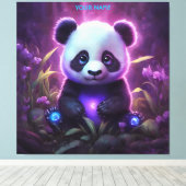 Fantasy Niedlich Lila Baby Panda Leinwanddruck (Insitu (Holzboden))