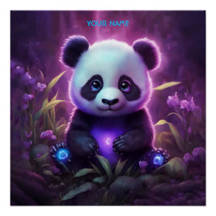 Fantasy Niedlich Lila Baby Panda Poster