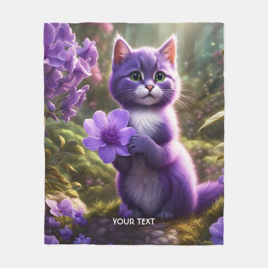 Fantasy Niedlich Lila Kitten Blume Fleecedecke (Vorderseite)
