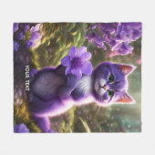 Fantasy Niedlich Lila Kitten Blume Fleecedecke (Vorderseite (Horizontal))