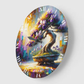 Fantasy Niedlich Lila Mini Tree Große Wanduhr (Winkel)