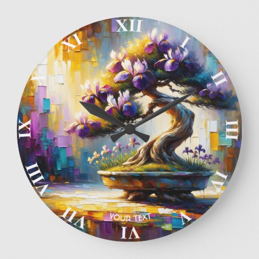 Fantasy Niedlich Lila Mini Tree Große Wanduhr (Vorderseite)
