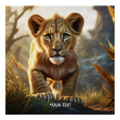 Fantasy Niedlich Lion Cub Forest Poster (Vorderseite)