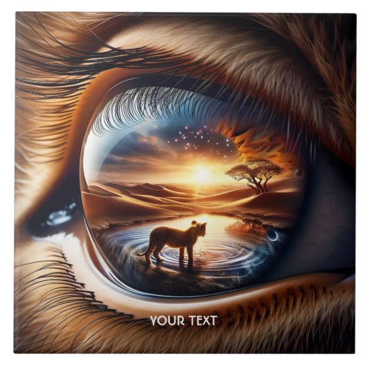 Fantasy Niedlich Lion Eye Wüste Fliese (Vorderseite)