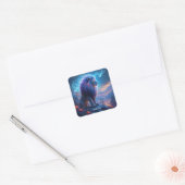Fantasy Niedlich Lion Night Blume Quadratischer Aufkleber (Umschlag)
