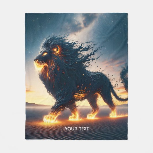 Fantasy Niedlich Lion Wüstenfeuer Fleecedecke (Vorderseite)