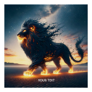 Fantasy Niedlich Lion Wüstenfeuer Poster