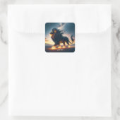 Fantasy Niedlich Lion Wüstenfeuer Quadratischer Aufkleber (Tasche)
