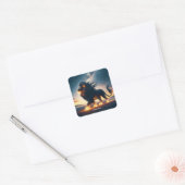 Fantasy Niedlich Lion Wüstenfeuer Quadratischer Aufkleber (Umschlag)