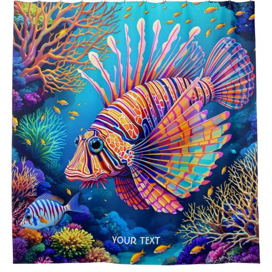 Fantasy Niedlich Lionfish Korallenriff Duschvorhang (Vorderseite)