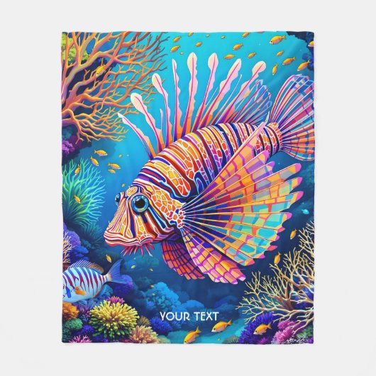 Fantasy Niedlich Lionfish Korallenriff Fleecedecke (Vorderseite)