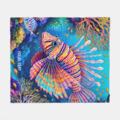 Fantasy Niedlich Lionfish Korallenriff Fleecedecke (Vorderseite (Horizontal))