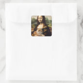 Fantasy Niedlich Lisa Holding Cat Quadratischer Aufkleber (Tasche)