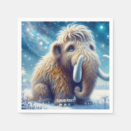 Fantasy Niedlich Little Mammoth Winter Serviette (Vorderseite)
