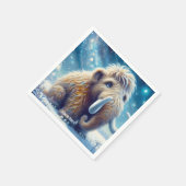 Fantasy Niedlich Little Mammoth Winter Serviette (Ecke)