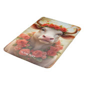 Fantasy Niedlich Love Cow Rose Badematte (Schrägansicht)