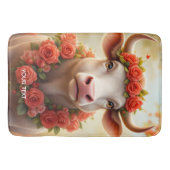 Fantasy Niedlich Love Cow Rose Badematte (Vorderseite)
