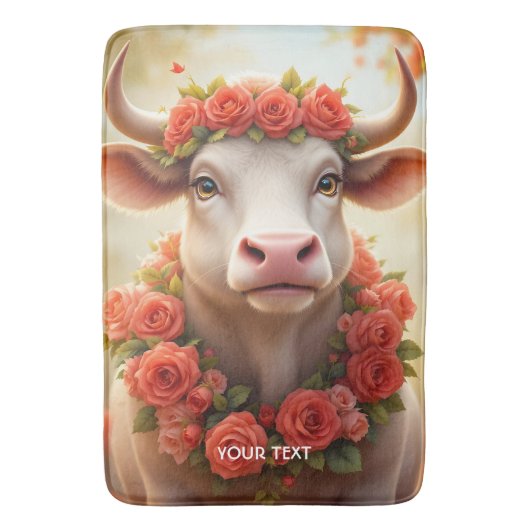 Fantasy Niedlich Love Cow Rose Badematte (Vorderseite Vertikal)