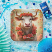 Fantasy Niedlich Love Cow Rose Pappteller (Party)