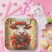 Fantasy Niedlich Love Cow Rose Pappteller (Party)