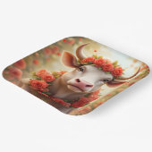 Fantasy Niedlich Love Cow Rose Pappteller (Gewinkelt)