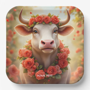 Fantasy Niedlich Love Cow Rose Pappteller