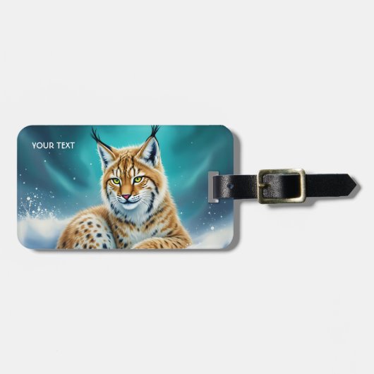 Fantasy Niedlich Lynx Cub Winter Gepäckanhänger (Vorderseite horizontal)