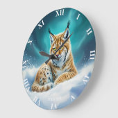 Fantasy Niedlich Lynx Cub Winter Große Wanduhr (Winkel)