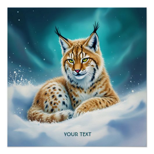 Fantasy Niedlich Lynx Cub Winter Poster (Vorderseite)