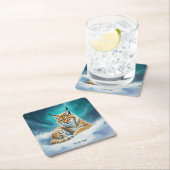 Fantasy Niedlich Lynx Cub Winter Rechteckiger Pappuntersetzer (Vor Ort)