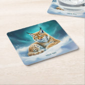 Fantasy Niedlich Lynx Cub Winter Rechteckiger Pappuntersetzer (angewinkelt)