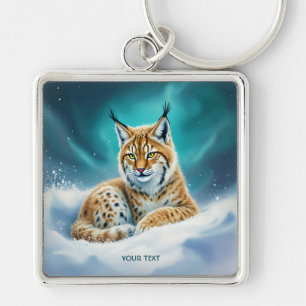 Fantasy Niedlich Lynx Cub Winter Schlüsselanhänger