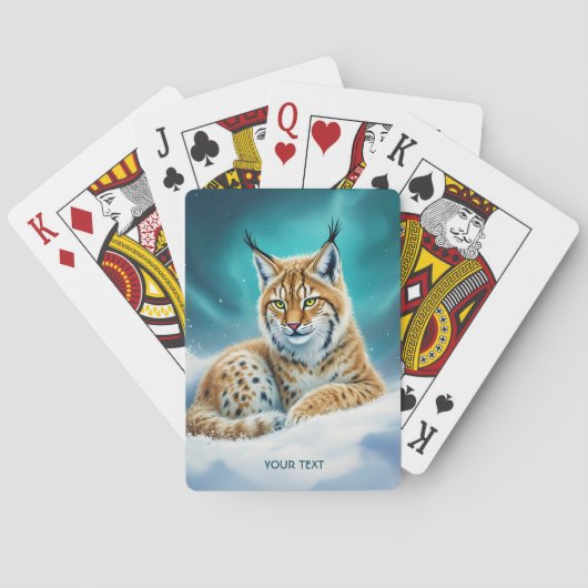 Fantasy Niedlich Lynx Cub Winter Spielkarten (Rückseite)