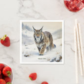 Fantasy Niedlich Lynx Winter Snow Serviette (Beispiel)