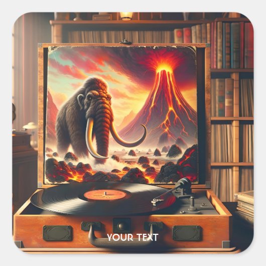 Fantasy Niedlich Mammoth Vinyl Player Quadratischer Aufkleber (Vorderseite)