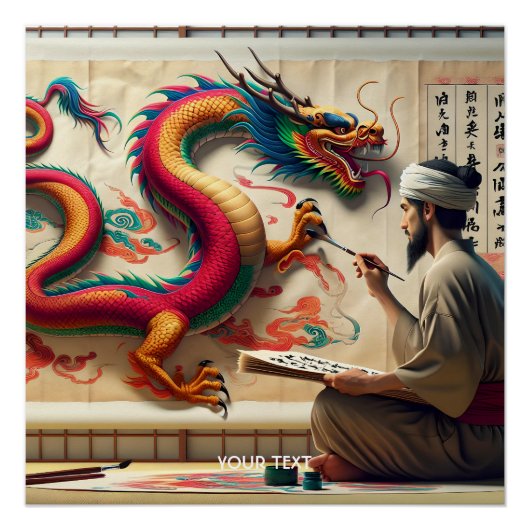 Fantasy Niedlich Man Brush Dragon Poster (Vorderseite)