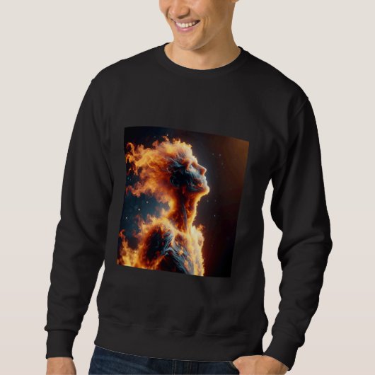 Fantasy Niedlich Man Fire Portrait Sweatshirt (Vorderseite)