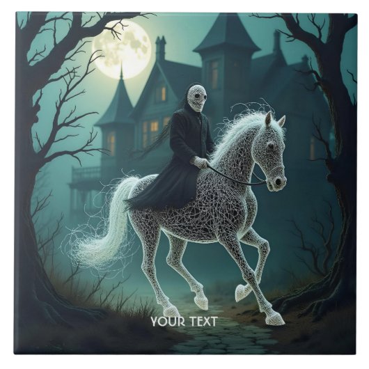 Fantasy Niedlich Man Halloween Pferd Fliese (Vorderseite)