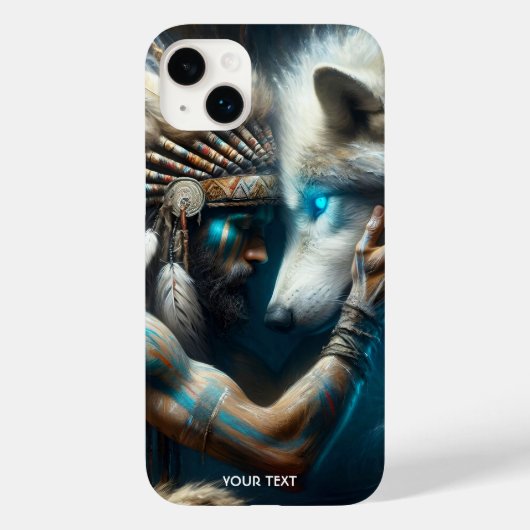 Fantasy Niedlich Man Hugging Wolf Case-Mate iPhone Hülle (Rückseite)
