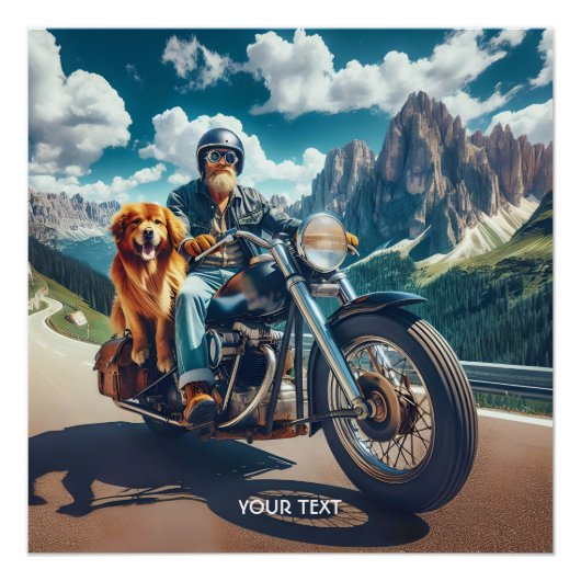 Fantasy Niedlich Man Hund Motorrad Poster (Vorderseite)