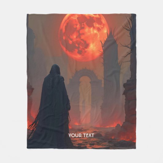Fantasy Niedlich Man Moon Red Fleecedecke (Vorderseite)