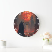 Fantasy Niedlich Man Moon Red Große Wanduhr (Zuhause)