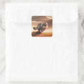 Fantasy Niedlich Manuell Cat Running Quadratischer Aufkleber (Tasche)