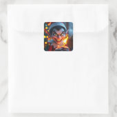 Fantasy Niedlich Match Weihnachtsbaum Quadratischer Aufkleber (Tasche)