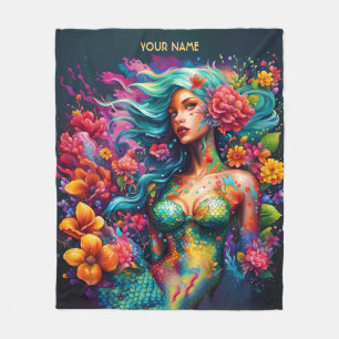 Fantasy Niedlich Mermaid Hat Blume Fleecedecke