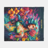 Fantasy Niedlich Mermaid Hat Blume Fleecedecke (Vorderseite (Horizontal))