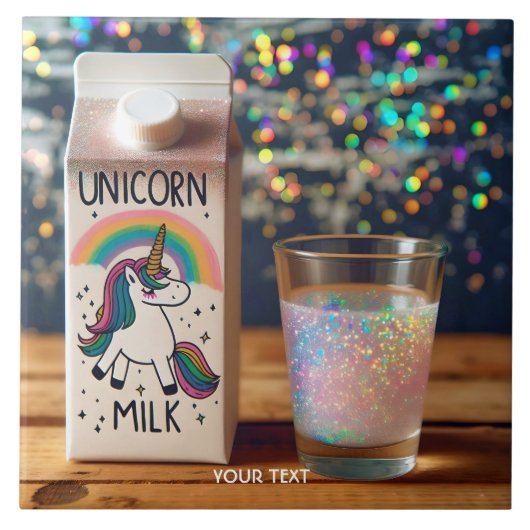 Fantasy Niedlich Milk Unicorn Regenbogen Fliese (Vorderseite)